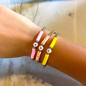 3 heart warm color friendship bracelets!